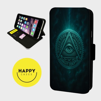FREIMAURER Kunstleder Flip Case Happy Cases schwarz Bilddesign Kartentasche