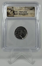 Hobo Style Nickel Buffalo Nickel 5c Signed ICG Genuine No Date Hobo Labels 1