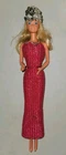 Vintage 1970 Superstar Barbie No 9820 Promotional Raspberry Dress With Jewelry