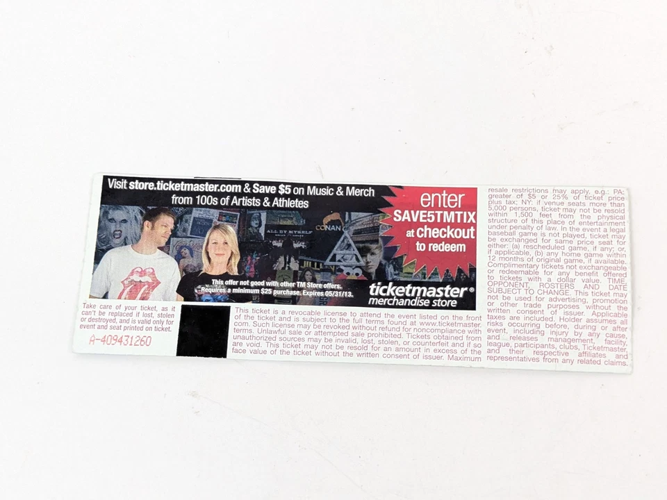 Anthony Bourdain Guts & Glory Shea's Performing Arts Center Ticket 2013 Buffalo - Image 4 of 4