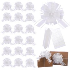 20 PCS White Pull Bows 6 Inch Ribbon For Gift Wrapping Florist Bouquets