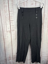Halston Linen Wide Leg Pants Womens Sz 4 High Rise Black Casual Capsule