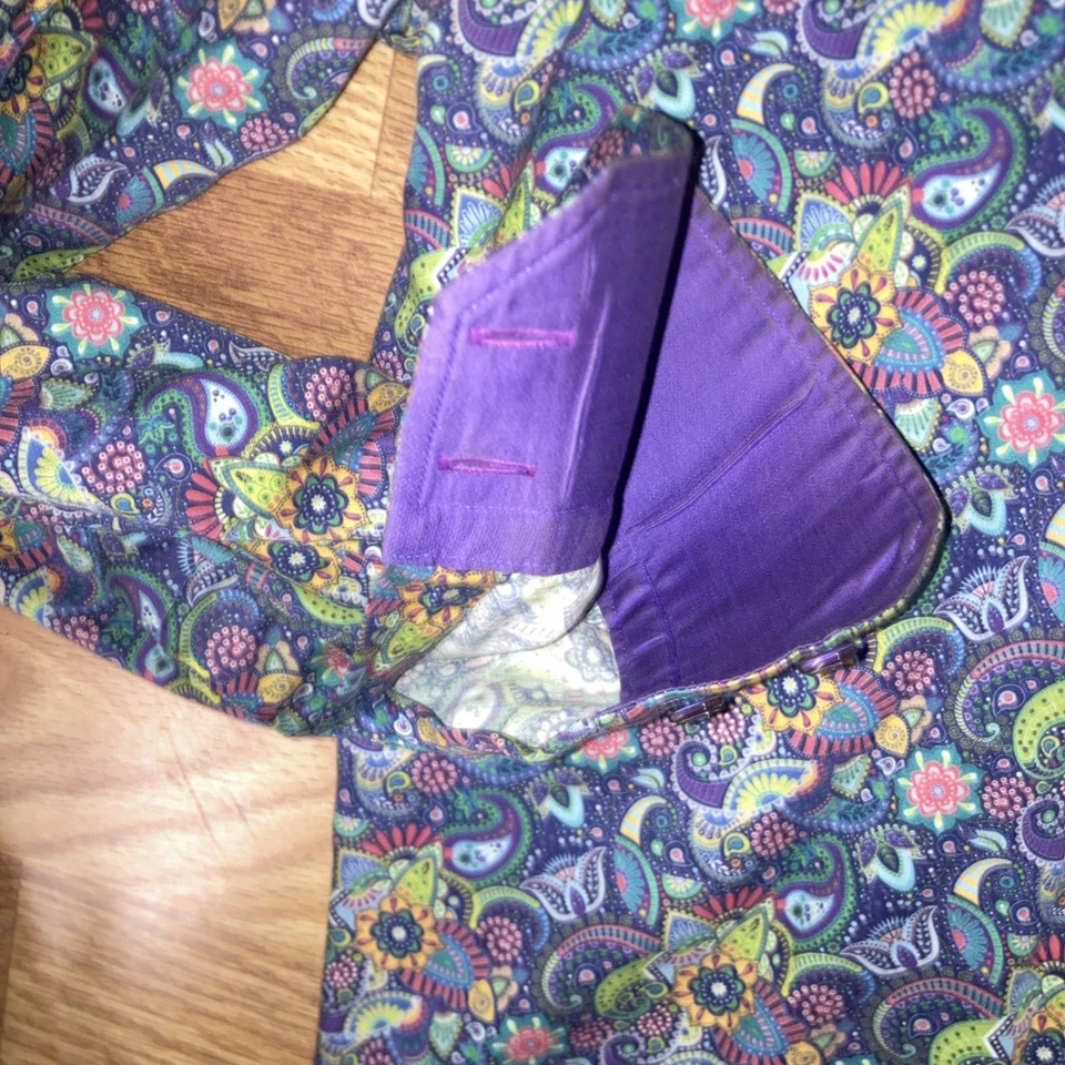 Camisa Axxess Para Hombre L Paisley Flora Manga Larga Vestido Abotonado Foto 4 de 4