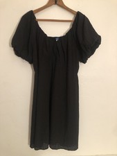 Old Navy Black Eyelet Dress Puff Sleeves Casual Countrycore Bohemian Size Large
