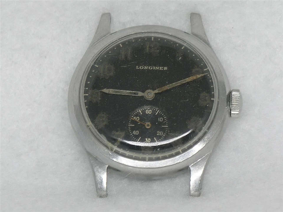 罕见 32 毫米 LONGINES 不锈钢 2272 军用 SEI TACCHE 手表 CAL。 10.68Z维修 — 第 3/4 张图片