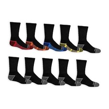 Boys' 10-Pair Half Cushion Crew Socks Medium Black Assorted