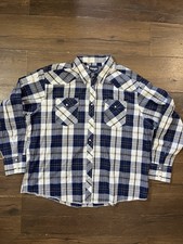 Wrangler Western Long Sleeve Shirt Mens XXL Blue Plaid Pearl Snap Vintage 2XL