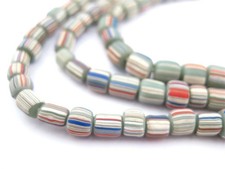 Green Pastel Java Gooseberry Beads 5mm Indonesia Multicolor Cylinder Glass
