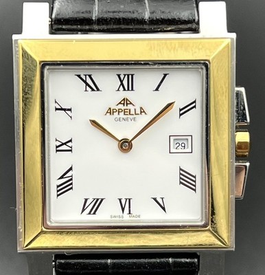   APPELLA Geneve 401 Classic Swiss Men's Watch Quartz Date White Roman NOS