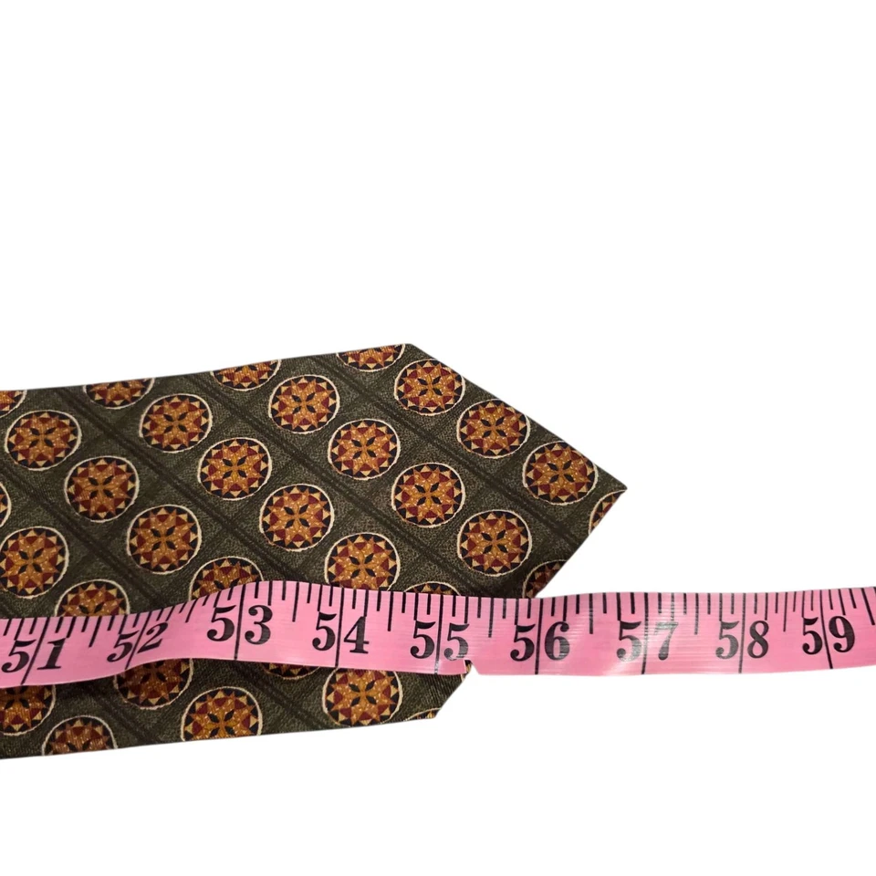 Corbata vintage con patrón de medallón de seda J.CREW verde naranja para hombre prendas de cuello de lujo Foto 3 de 4