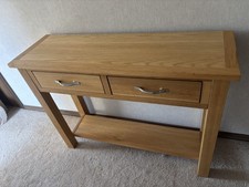 Oak Console Table two Drawers and bottom shelf