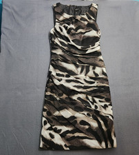 Ann Taylor Women 0 Black Gray Animal Print Ruched Sheath Dress Retro Mob Wife