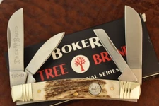 BOKER TREE BRAND PREMIUM 4 BLADED CONGRESS KNIFE NICE GENUINE STAG (25649)