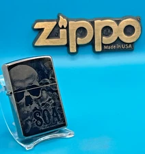 Genuine Brand New 2019 ZIPPO Lighter SONS OF ANARCHY Mirror Black Ice Chrome