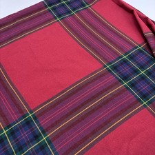 Scottish Tartan Double Sided Fabric Wool Plaid Burgundy Blue Yellow Green 4YDx62