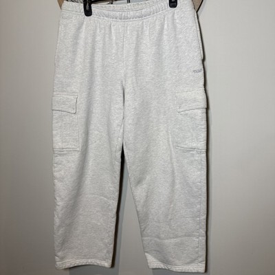 Aritzia TNA Cargo Terry Fleece Sweatpants Size Large Womens Light Grey
