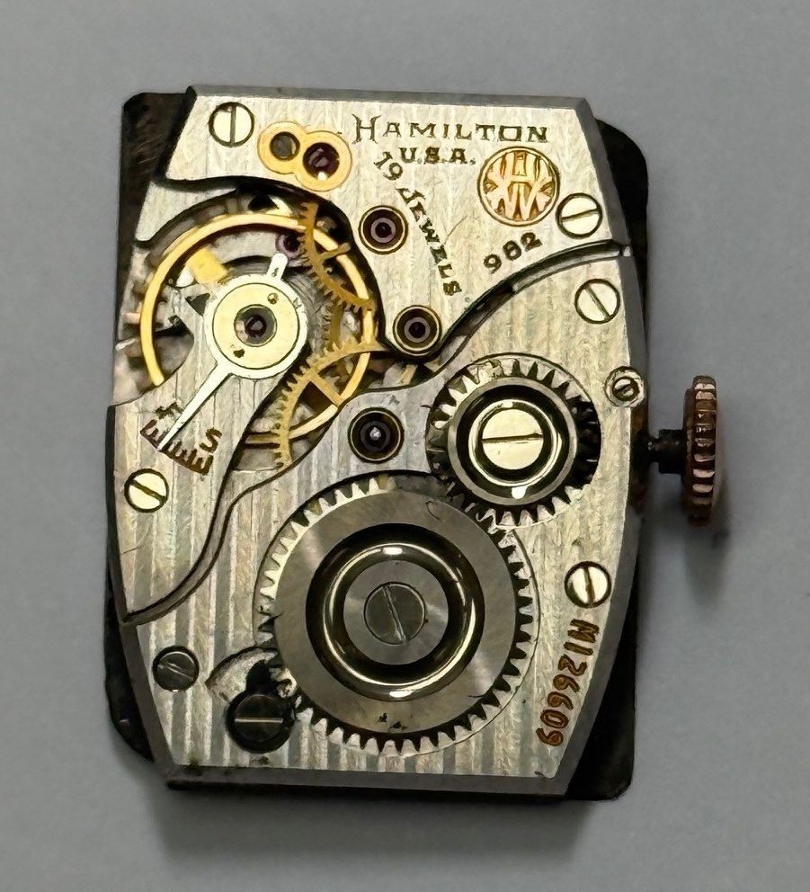 19J TOP GRADE HAMILTON MASTERPIECE 982 MOVEMENT & DIAL & HANDS, RUNNING!