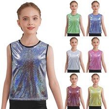 Girls Shirt Costume Vest Hip Hop Tank Top Gymnastics Sleeveless Training Latin