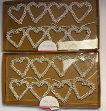 Love  Cupcakes Pearl Beaded Heart Garland Decor 6FT Lot Of 2 Valentines Day