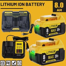 NEW PACK For DeWalt 20V 20 Volt Max 8.0AH Lithium Ion Battery DCB206-2 DCB200-2