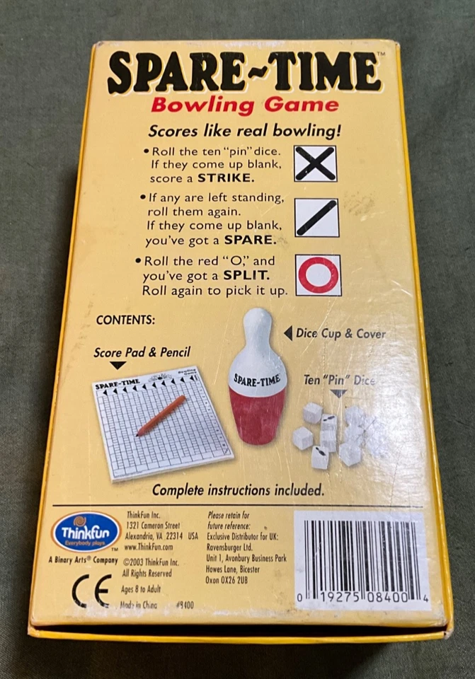 RARE Vintage 2003 Spare-Time Bowling Dice Game ~ ThinkFun games ~ 100% Complete - Image 2 of 4