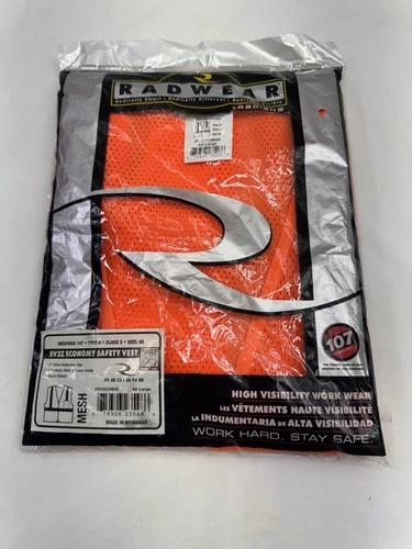 NWT Radwear 4 XL Radians High Visibility Safety Men Reflective Work Vest - product listing photo