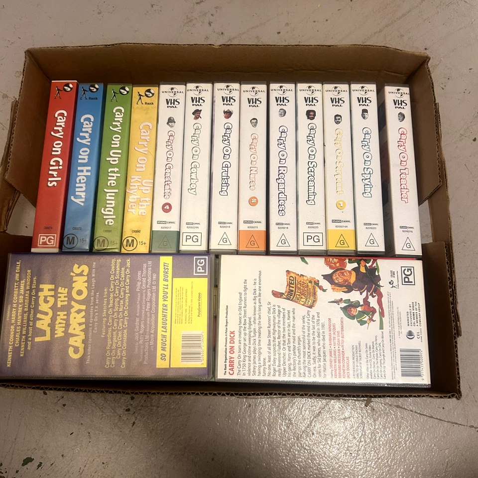 Carry On - Collection VHS 1958-1976 Bulk Sale 2 Boxsets 19 Sml Cases VGC Tested - Image 2 of 3