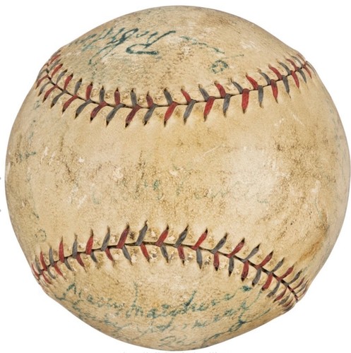 1928 YANKEES W.S. CHAMPS Team Signed Baseball w/ BABE RUTH & LOU GEHRIG PSA LOA