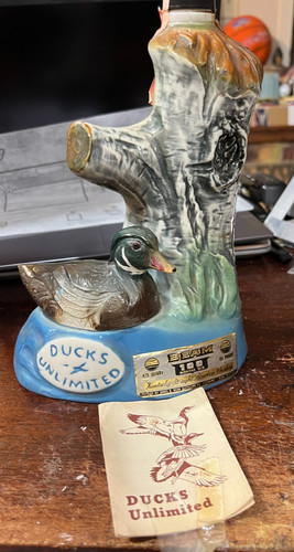 Jim Beam DUCKS UNLIMITED 1975 Decanter with Ducks Unlimited Membership Applicatn
