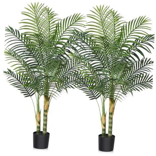 4FT Artificial Golden Cane Palm Tree - Lifelike Indoor Fake Plant with Dense Foliage-image