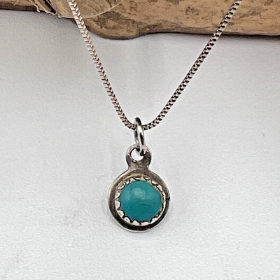 Sterling Silber Box Kette Türkis Anhänger Halskette Italien 18'' 0,5 mm zierlich