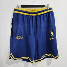Nike Golden State Warriors NBA Courtside Dri-Fit Blue Basketball Shorts Large