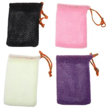 4 PCS Soap Pouch for Shower Bag African Body Scrubber Mesh Washcloth