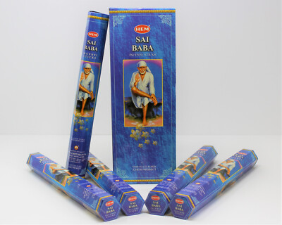 Hem Sai Baba Incense Bulk 6 x 20 Stick Box, 120 Sticks India, Free Shipping