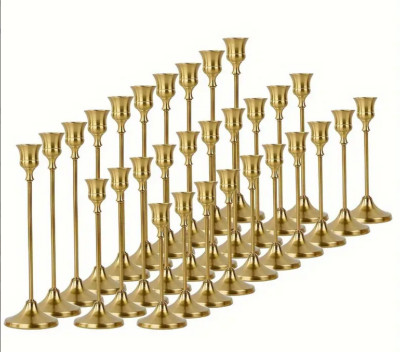 30 Pcs Candlestick Holder Bulks Gold Taper Candle Holder Metal Candlesti...