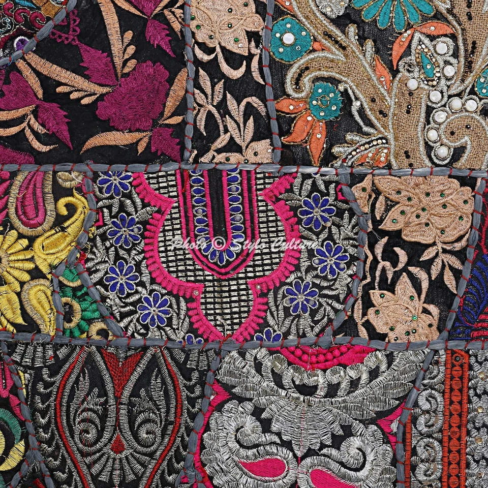 Decorative Vintage Decor Patchwork Pillowcover Sofa Cushion Cover 60 x 60 cm - Image 3 of 4