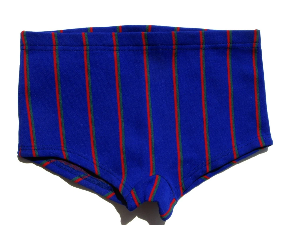 Authentique vintage Maillot Bain short enfant Bleu rayé Taille 12 ans - Photo 1/3
