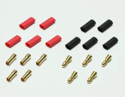 (1,98 EUR/Stück) Voltmaster - Goldstecker 3,5mm Set mit Schrumpfschlauch 5 Paar