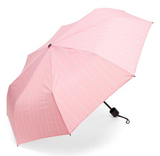 VICTORIA'S SECRET 2025 COMPACT UMBRELLA ICONIC STRIPE PINK WHITE PORTABLE NWT