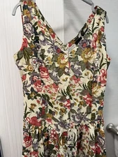 Boutique Europa Womens Cotton Floral Dress Yellow Floral Size 10 Sleeveless Maxi