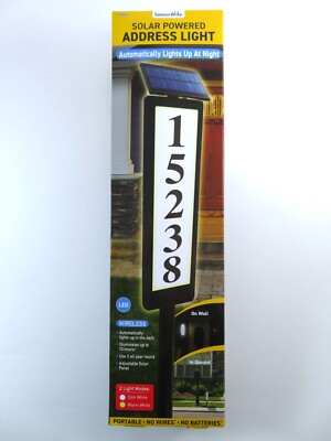 Sensor Brite Solar Powered Address Light LED House Number Sign Wireless New