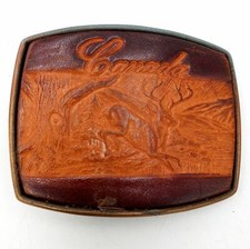 Canada Deer Belt Buckle Elk Vintage Country Western Wear Canadian