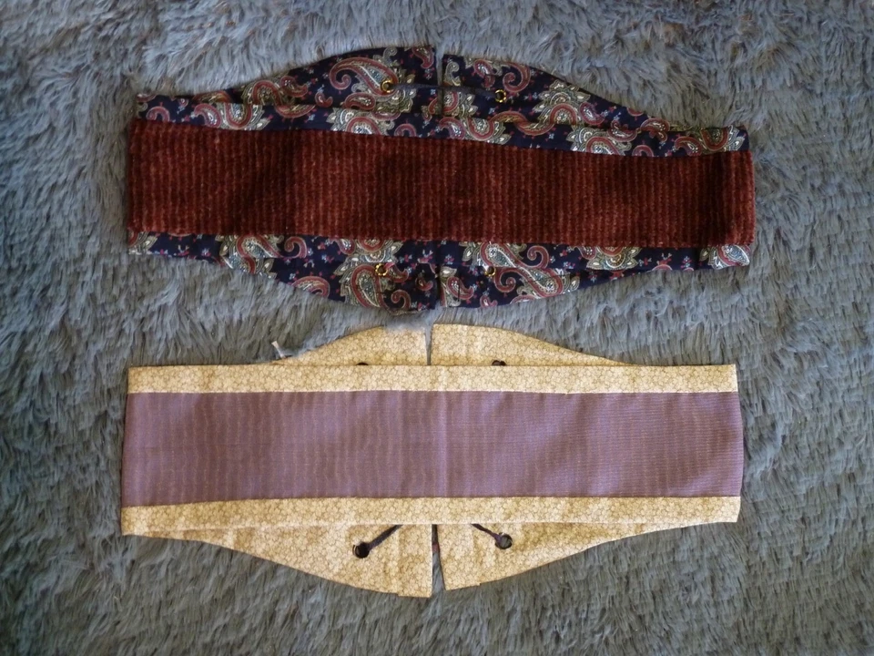 Lote de 2 Cinturones Corsé XS Amarillo Púrpura Granate Azul Marino Cincha Renacimiento Bruja LARP Foto 4 de 4