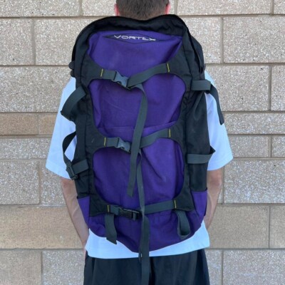 Vintage 90s Vortex Pack Backpack Travel Hiking Daypack 30-40L Backpacking Purple