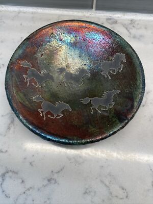 Ben Diller Iridescent Equestrian Horses Artisan Signed Matte Trinket/Wall Decor