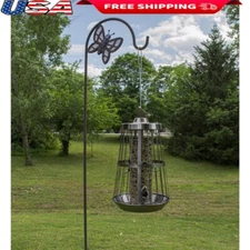 Deluxe Squirrel Proof Hanging Bird Feeder Tube 4 Feeding Ports Easy Clean New