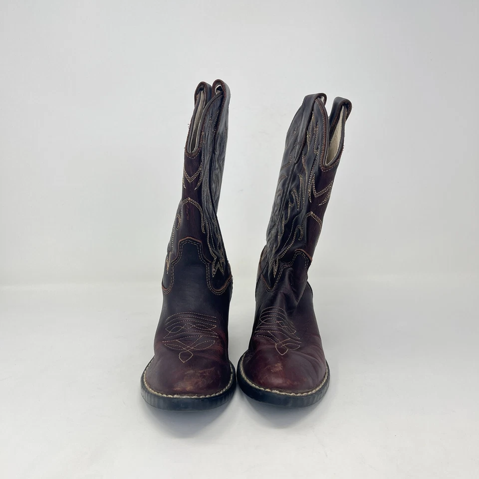 Bota Old West Jama de cuero oxidado aceitado punta en J estrecha para niños talla 13 Foto 3 de 4