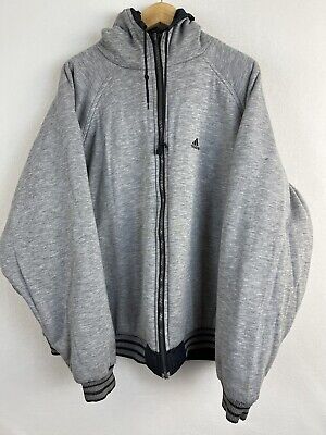 Y2K Adidas Fleece/Nylon Reversible Windbreaker Jacket Mens Gray Black 2XL |  eBay