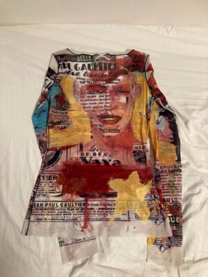 Jean Paul Gaultier Femme Vintage Powernet Mesh Art Print Tops Y2K