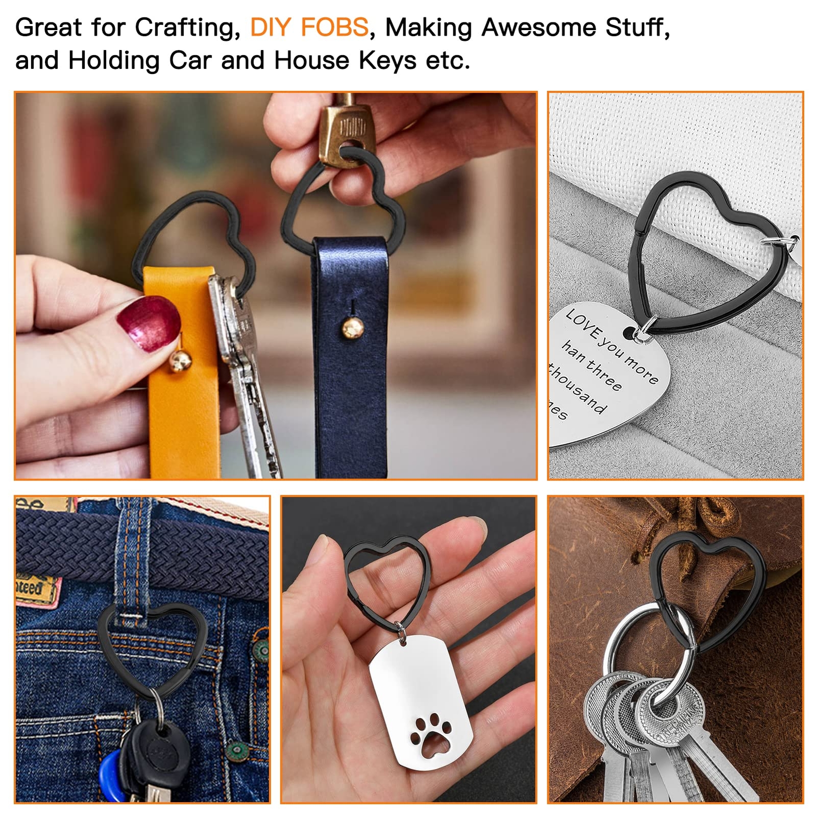 Unique Split Key Rings 50pcs Heart Shaped Split Key Rings,Crafts DIY Keychain Metal Key Rings ...